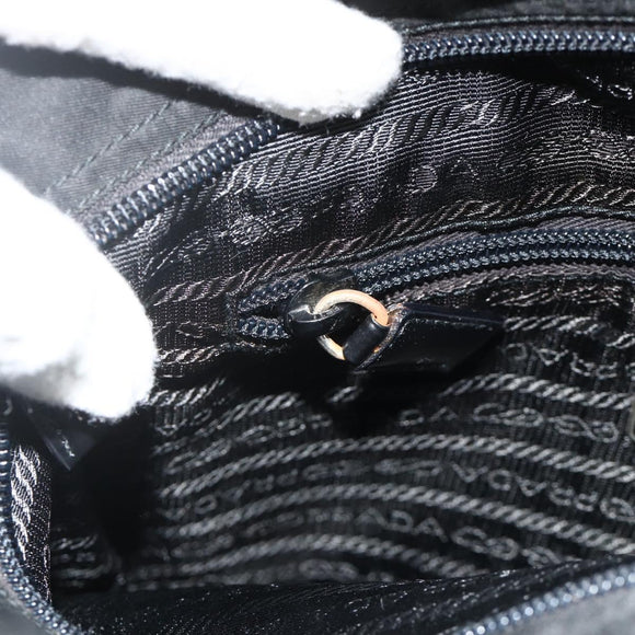 PRADA Tote Bag Nylon Black Silver Auth ka4054