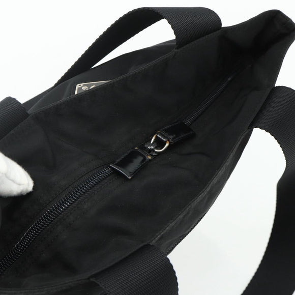 PRADA Tote Bag Nylon Black Silver Auth ka4054