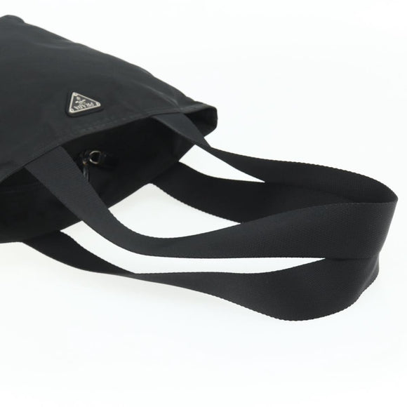 PRADA Tote Bag Nylon Black Silver Auth ka4054
