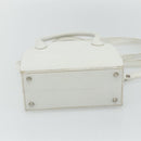 FENDI Top Handle Hand Bag Leather 2way White Silver Auth ka4058-11
