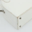 FENDI Top Handle Hand Bag Leather 2way White Silver Auth ka4058-13