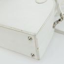 FENDI Top Handle Hand Bag Leather 2way White Silver Auth ka4058-14
