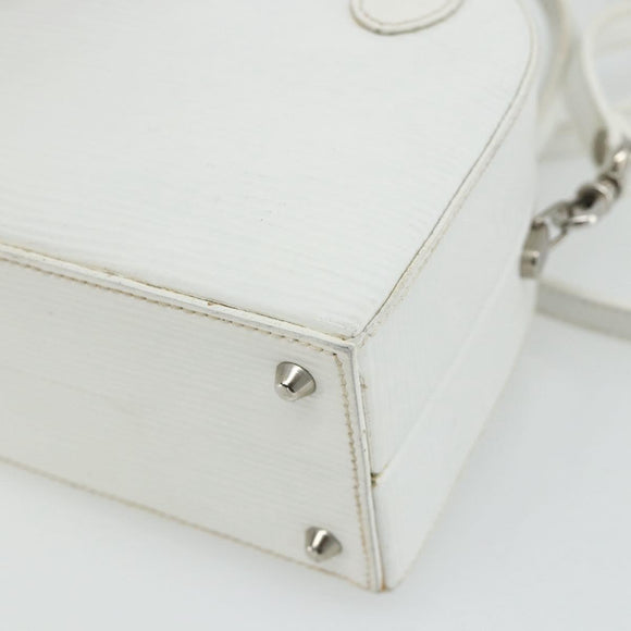 FENDI Top Handle Hand Bag Leather 2way White Silver Auth ka4058
