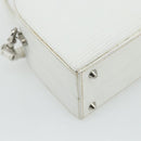 FENDI Top Handle Hand Bag Leather 2way White Silver Auth ka4058-15