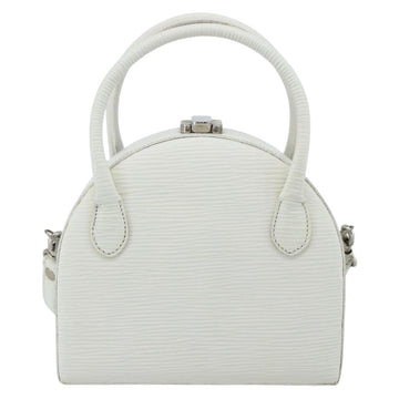 FENDI Top Handle Hand Bag Leather 2way White Silver Auth ka4058 - 0