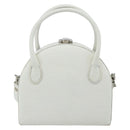 FENDI Top Handle Hand Bag Leather 2way White Silver Auth ka4058-2