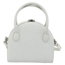 FENDI Top Handle Hand Bag Leather 2way White Silver Auth ka4058-3