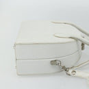 FENDI Top Handle Hand Bag Leather 2way White Silver Auth ka4058-5