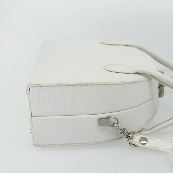 FENDI Top Handle Hand Bag Leather 2way White Silver Auth ka4058