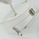 FENDI Top Handle Hand Bag Leather 2way White Silver Auth ka4058-6