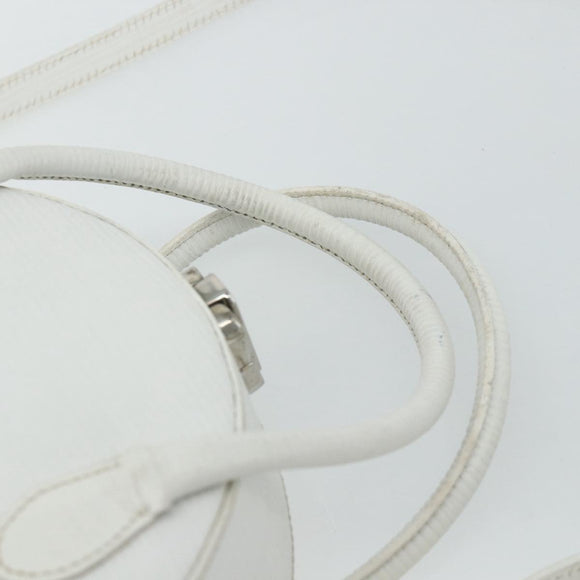 FENDI Top Handle Hand Bag Leather 2way White Silver Auth ka4058