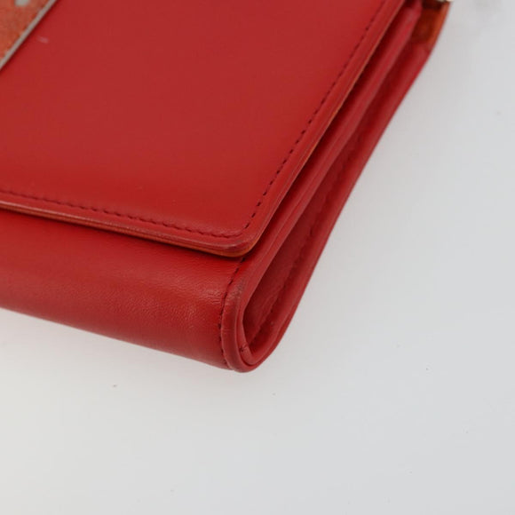 Christian Dior Chain Wallet Diorama Bag Leather Orange Silver Auth ka4061A