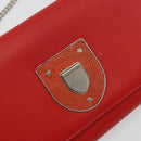 Christian Dior Chain Wallet Diorama Bag Leather Orange Silver Auth ka4061A-18