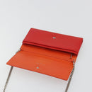 Christian Dior Chain Wallet Diorama Bag Leather Orange Silver Auth ka4061A-9