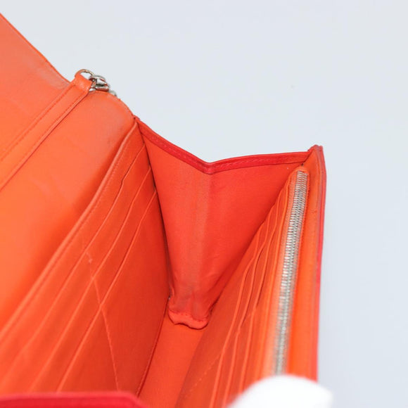 Christian Dior Chain Wallet Diorama Bag Leather Orange Silver Auth ka4061A