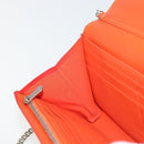 Christian Dior Chain Wallet Diorama Bag Leather Orange Silver Auth ka4061A-21