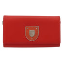 Christian Dior Chain Wallet Diorama Bag Leather Orange Silver Auth ka4061A-13
