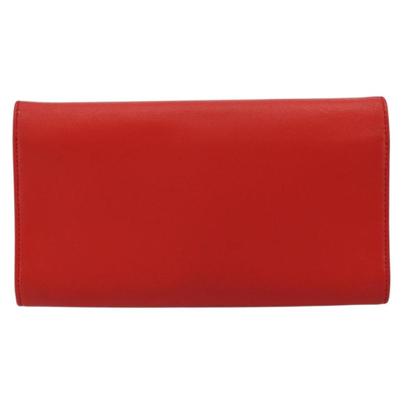 Christian Dior Chain Wallet Diorama Bag Leather Orange Silver Auth ka4061A