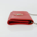 Christian Dior Chain Wallet Diorama Bag Leather Orange Silver Auth ka4061A-3
