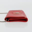 Christian Dior Chain Wallet Diorama Bag Leather Orange Silver Auth ka4061A-4