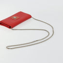 Christian Dior Chain Wallet Diorama Bag Leather Orange Silver Auth ka4061A-7