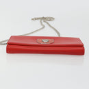 Christian Dior Chain Wallet Diorama Bag Leather Orange Silver Auth ka4061A-5