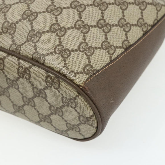 GUCCI GG Supreme Web Sherry Line Shoulder Bag PVC Beige Gold Auth ka4065