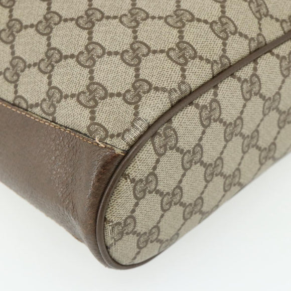 GUCCI GG Supreme Web Sherry Line Shoulder Bag PVC Beige Gold Auth ka4065