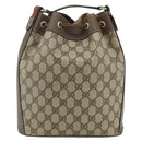 GUCCI GG Supreme Web Sherry Line Shoulder Bag PVC Beige Gold Auth ka4065-3