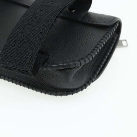 Christian Dior Saddle Arm Pouch Cactus Jack Leather Black Silver Auth ka4066A