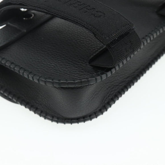 Christian Dior Saddle Arm Pouch Cactus Jack Leather Black Silver Auth ka4066A