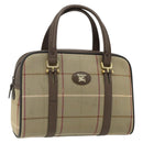 Burberrys Nova Check Hand Bag Canvas Leather Beige Gold Auth ka4067-1
