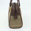 Burberrys Nova Check Hand Bag Canvas Leather Beige Gold Auth ka4067-4