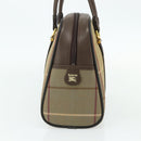 Burberrys Nova Check Hand Bag Canvas Leather Beige Gold Auth ka4067-5