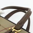 Burberrys Nova Check Hand Bag Canvas Leather Beige Gold Auth ka4067-8