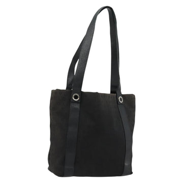 BVLGARI Tote Bag Canvas Leather Black Silver Auth ka4072