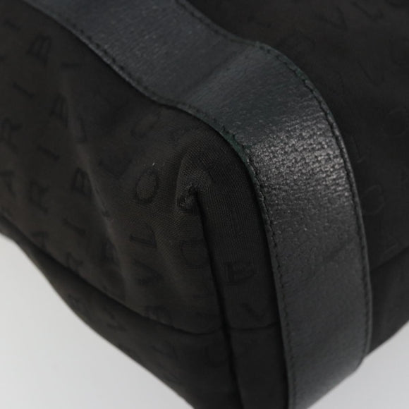 BVLGARI Tote Bag Canvas Leather Black Silver Auth ka4072