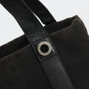 BVLGARI Tote Bag Canvas Leather Black Silver Auth ka4072-14