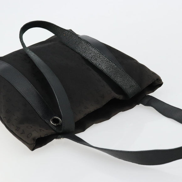 BVLGARI Tote Bag Canvas Leather Black Silver Auth ka4072