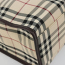 BURBERRY Nova Check Hand Bag Canvas Leather Beige Silver Auth ka4074A-16