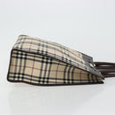 BURBERRY Nova Check Hand Bag Canvas Leather Beige Silver Auth ka4074A-3
