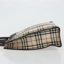 BURBERRY Nova Check Hand Bag Canvas Leather Beige Silver Auth ka4074A-4