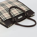 BURBERRY Nova Check Hand Bag Canvas Leather Beige Silver Auth ka4074A-6