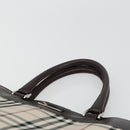 BURBERRY Nova Check Hand Bag Canvas Leather Beige Silver Auth ka4074A-8