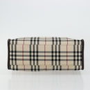 BURBERRY Nova Check Hand Bag Canvas Leather Beige Silver Auth ka4074A-5
