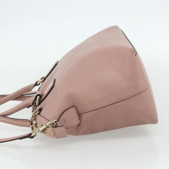 GUCCI Interlocking Hand Bag Leather Outlet 2way Pink Gold 449651 Auth ka4075