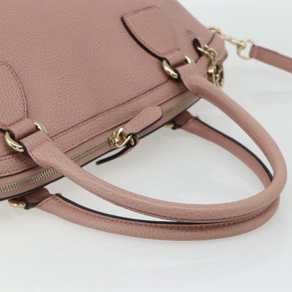 GUCCI Interlocking Hand Bag Leather Outlet 2way Pink Gold 449651 Auth ka4075