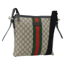 GUCCI GG Supreme Web Sherry Line Bag PVC Beige Silver 387111 Auth ka4079-1