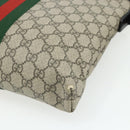 GUCCI GG Supreme Web Sherry Line Bag PVC Beige Silver 387111 Auth ka4079-15