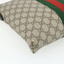 GUCCI GG Supreme Web Sherry Line Bag PVC Beige Silver 387111 Auth ka4079-16